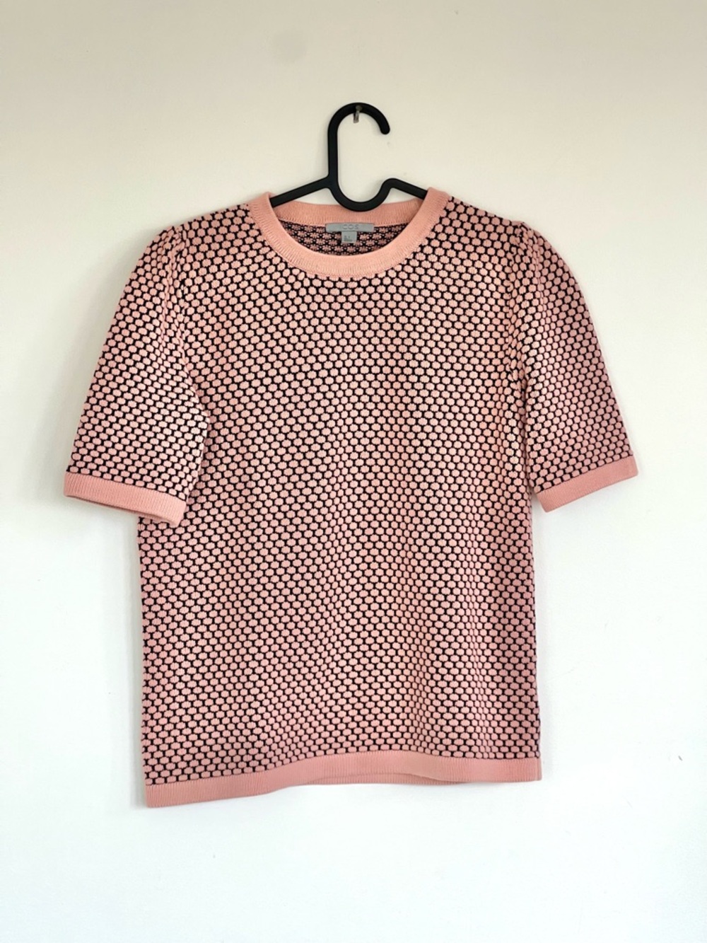 COS Pink and Black Short Sleeve Knit Tee